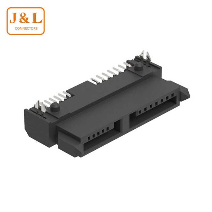 SATA 7+6P母座硬盤接口闆下(xià)型H4.5高溫塑膠SMT固态硬盤連接器